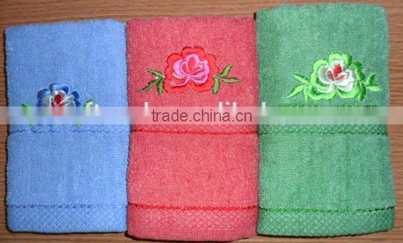 solid color dobby border cheap face flower embroidery towels,towel embroidery