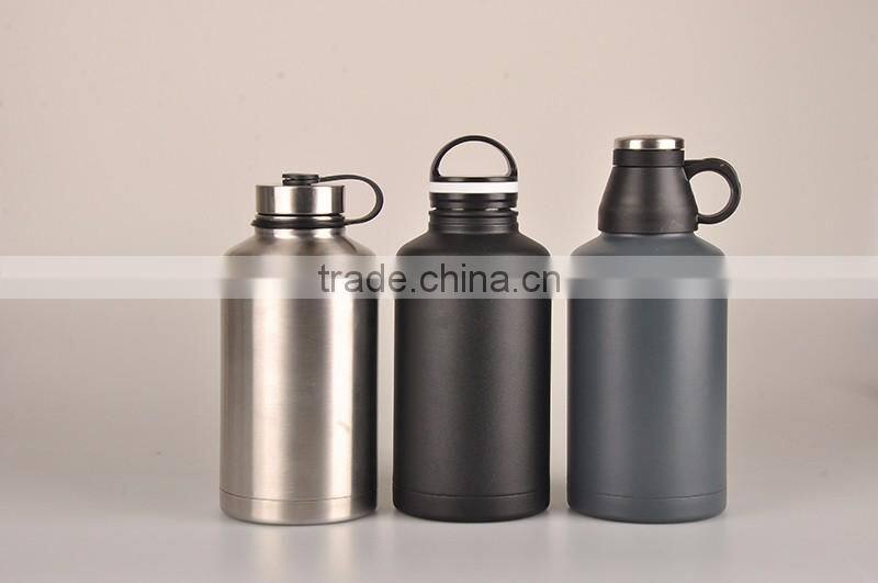 Double wall vacuum insulated stainless steel pocket liquor bottle black