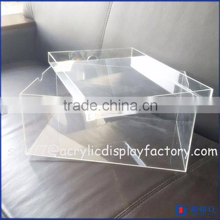 Transparent acrylic shoe box wholesale plexiglas shoes display box custom perspex shoe case display stand