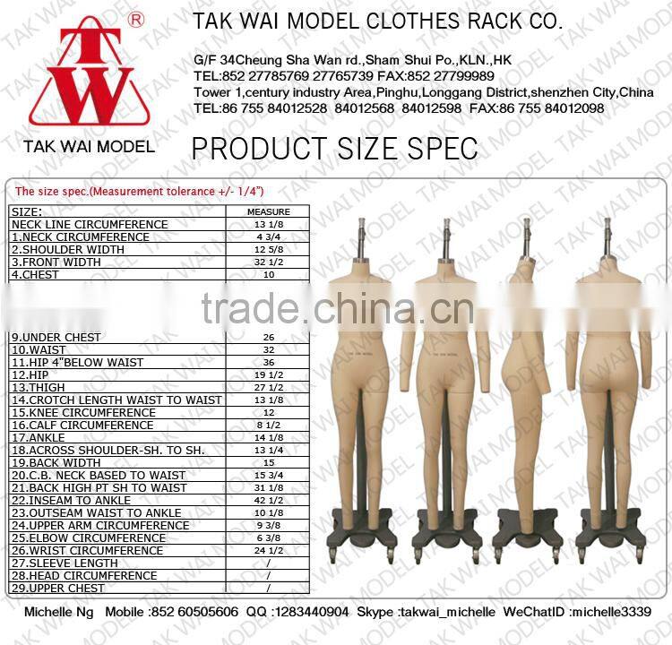 Lowest price clothing female fashion life size manikin for sale