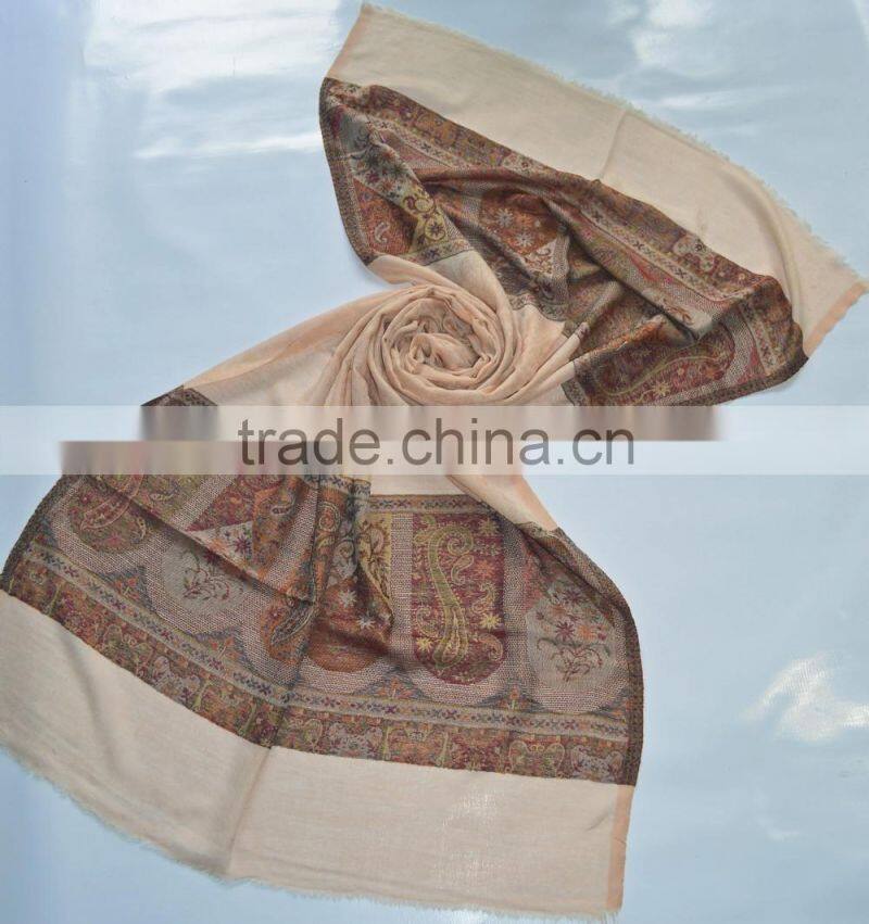 Fine wool 120 count scarves in jamavar pattern
