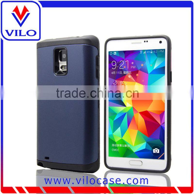 Combo materails card hold touch armor hybrid case for samsung note 4 with mirror