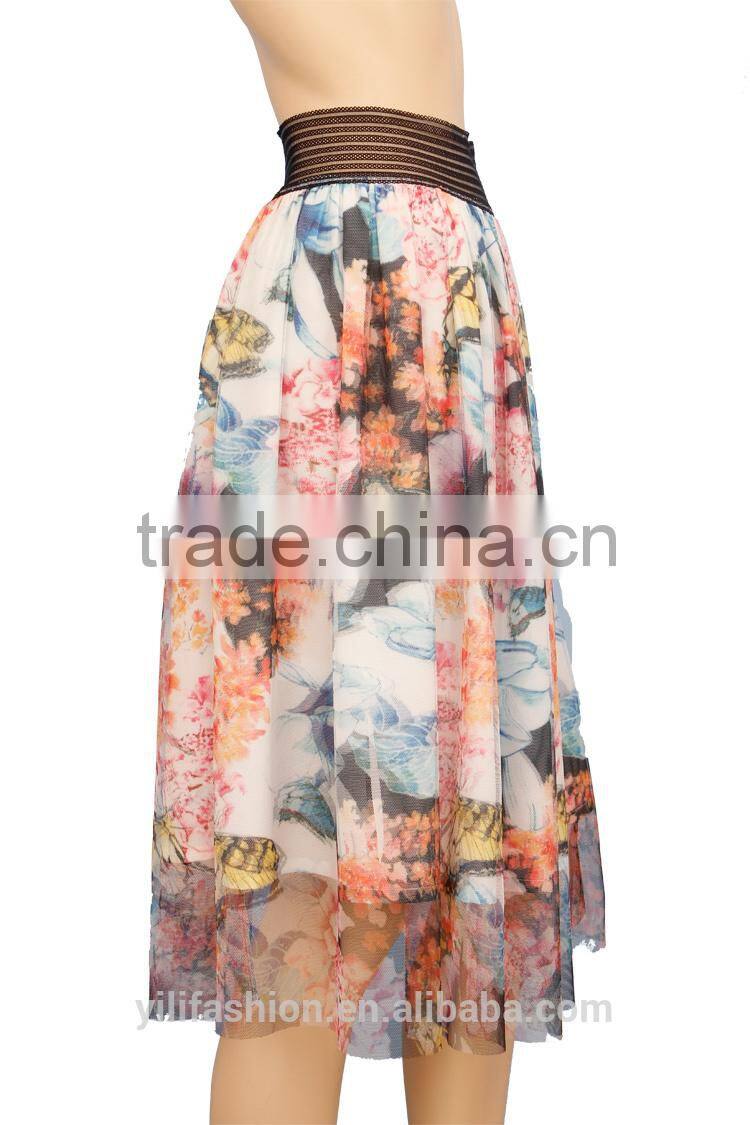 2015 fashion girls floral skirts luxury designer clothes for 18-30 days