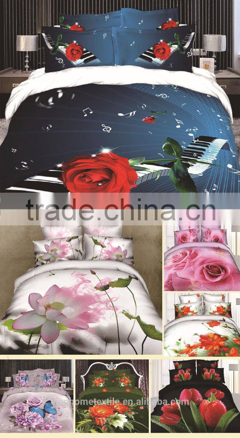 100% cotton 3d printed luxury 3D bed cover set