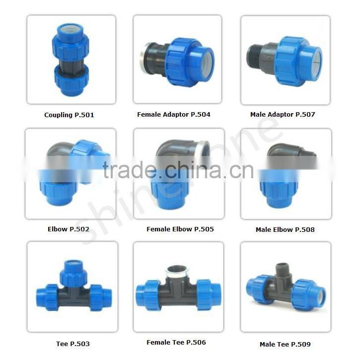 Compression Female Elbow Comp x Fem. Thread 20x1/2"- 110x4" PE Pipe Fittings for Irrigation