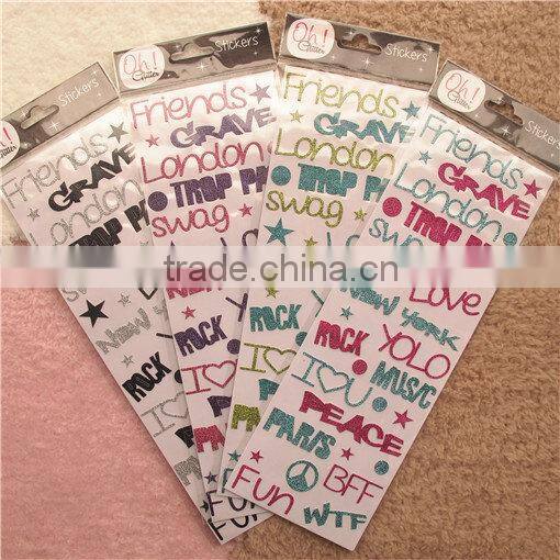 2015 Home decorative epoxy skin glitter sticker