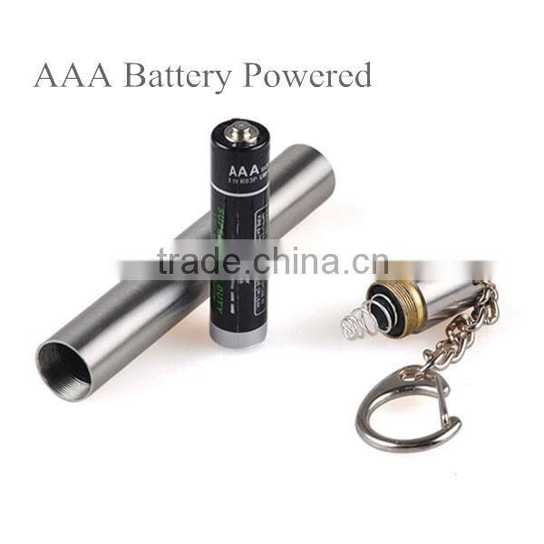 AA Battery Powered Metal Key Chain Light LED UV Keychain Light