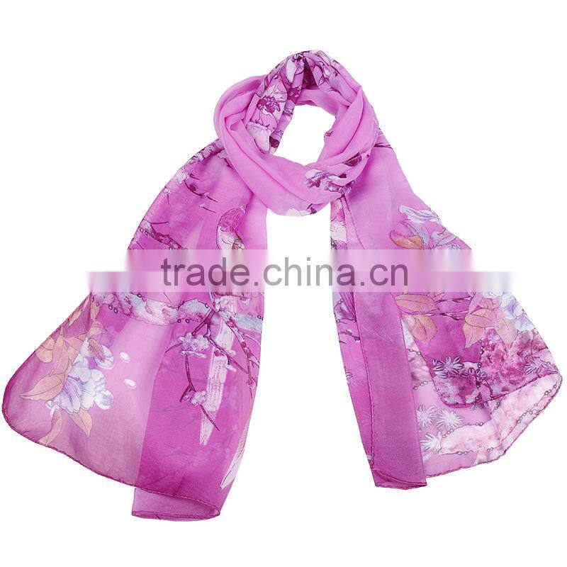 Classic Bird Animal print Hot Sale Whole Sale Chiffon Scarf In stock