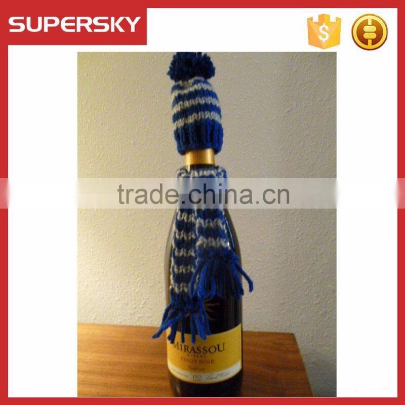 C1569-1 celebration party wine bottle cozy hat and scarf set decoration
