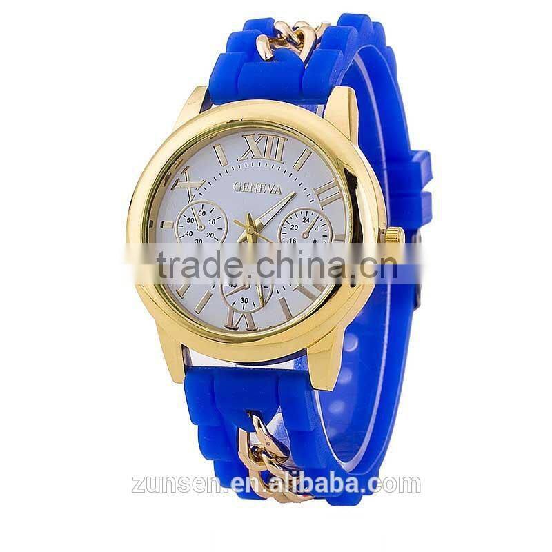 2016 Hot Fashion Famous Brand Gold Alloy Chain Geneva Casual Quartz Watch Women Cheap Silicone Wristwatches Relogio Feminino