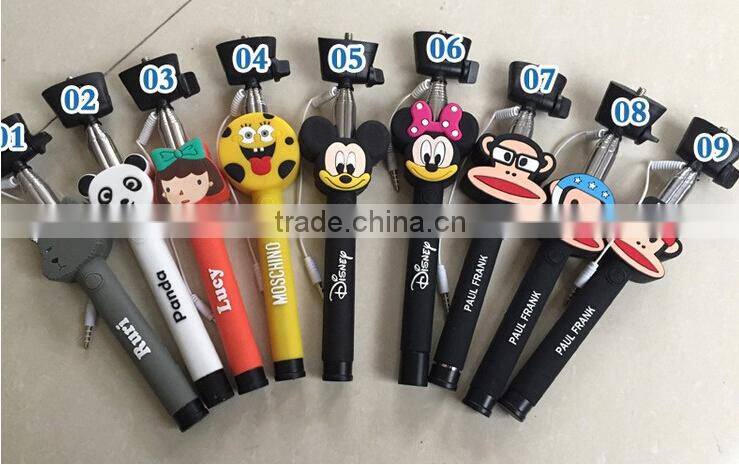 Fashionable Cheap cartoon selfie stick for mobile phone camera