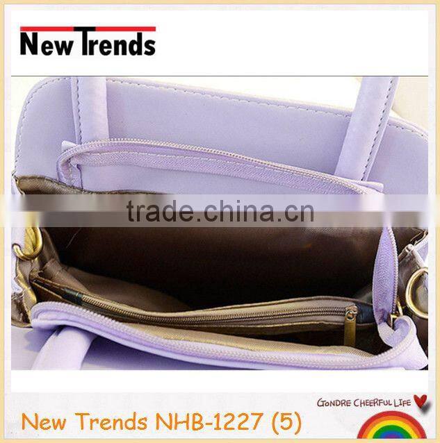 Fashion pastel pink bow PU handbag