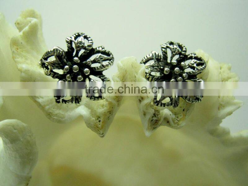 Oxidized Leaf Filigree Designer Sterling Silver Earring Jewelry, Oxidized 925 Sterling Silver Jewelry