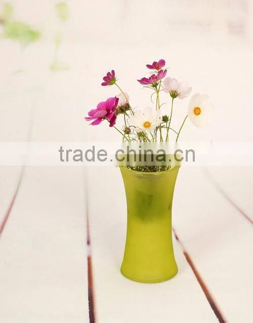 hot selling glass vase with blue and white frosted
