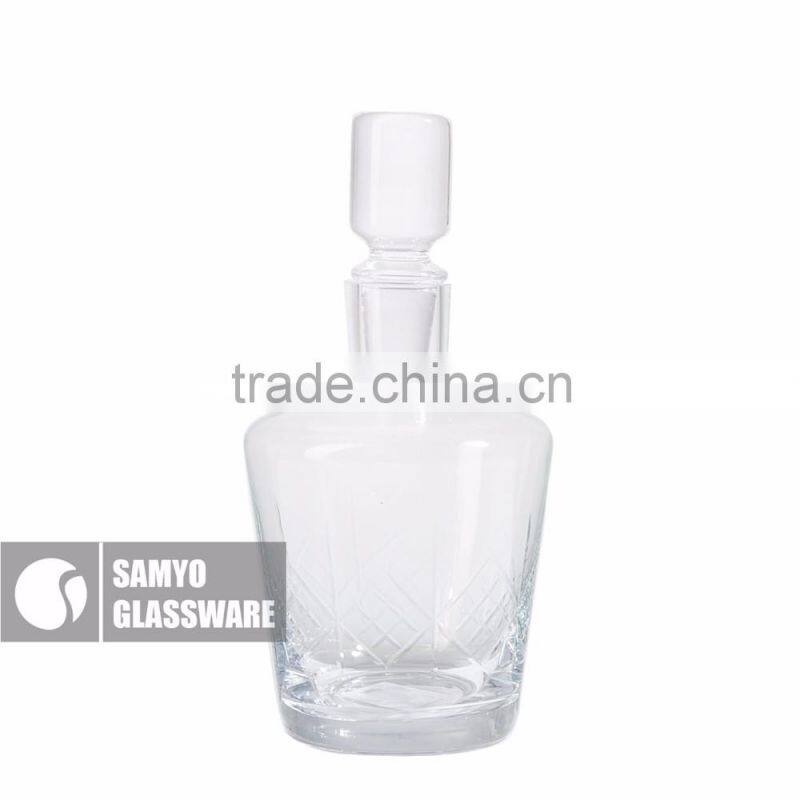 SAMYO handcrafted customed clear glass whisky or juice bottle with glass lid