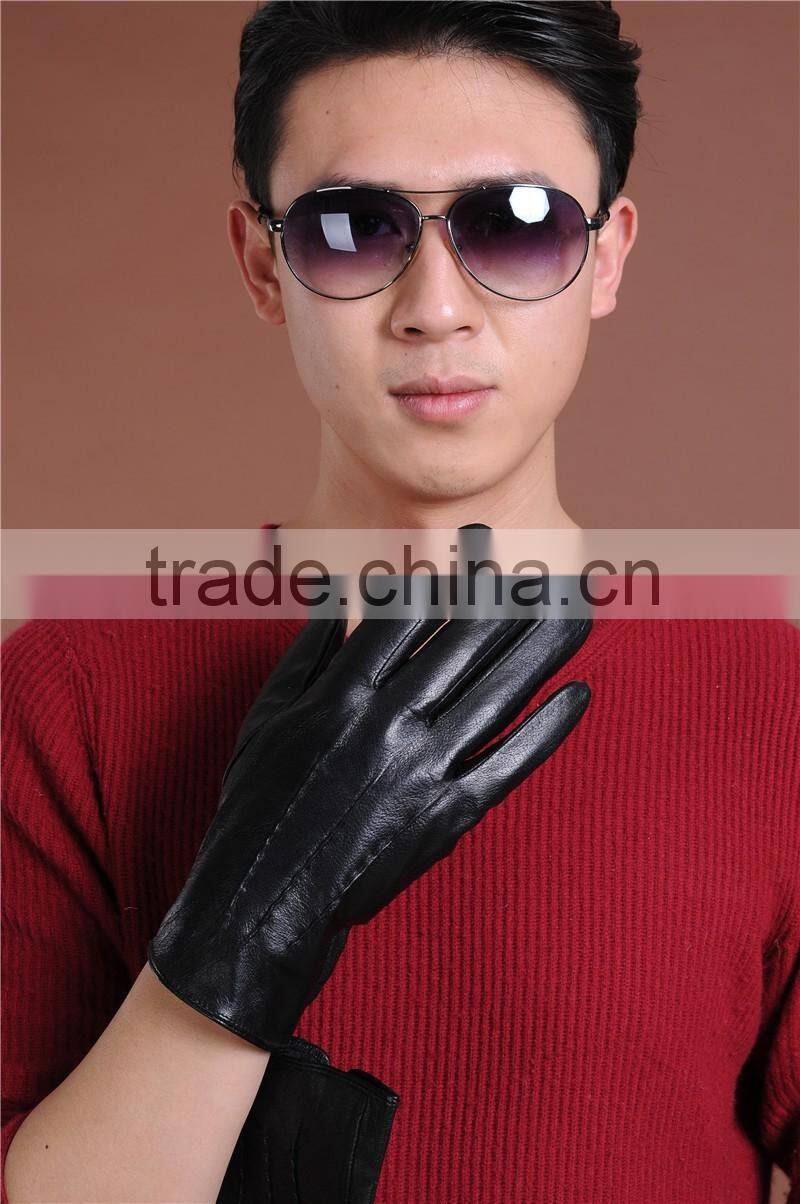 Winter Men's Genuine Leather Gloves Driving Sheepskin Mittens Thicken Warm Fashion Male Gloves