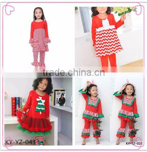 2016 kaiya skirt e-commerce firm green shirt and red pant suit for 2-6 year old child