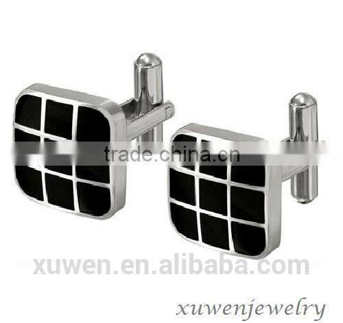 classic stainless steel mens cufflinks with black resin