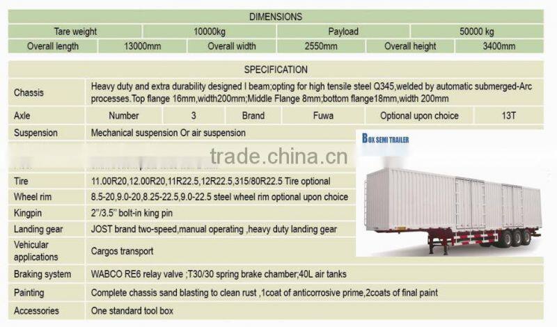 manufacturer cargo box semi trailer ,van semi trailer , van truck trailer for sale