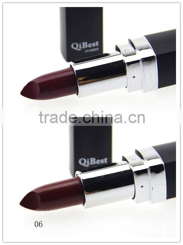 Fashion 12 color matte lipstick black tube purle red pink color longlasting waterproof lipstick