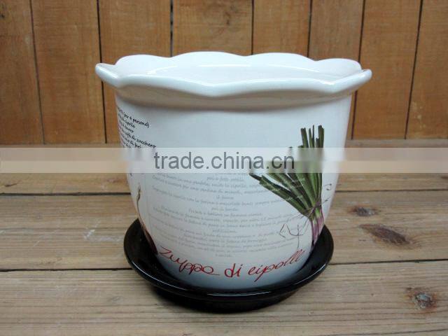 flower shape pot for sale ceramic planter pot with saucer