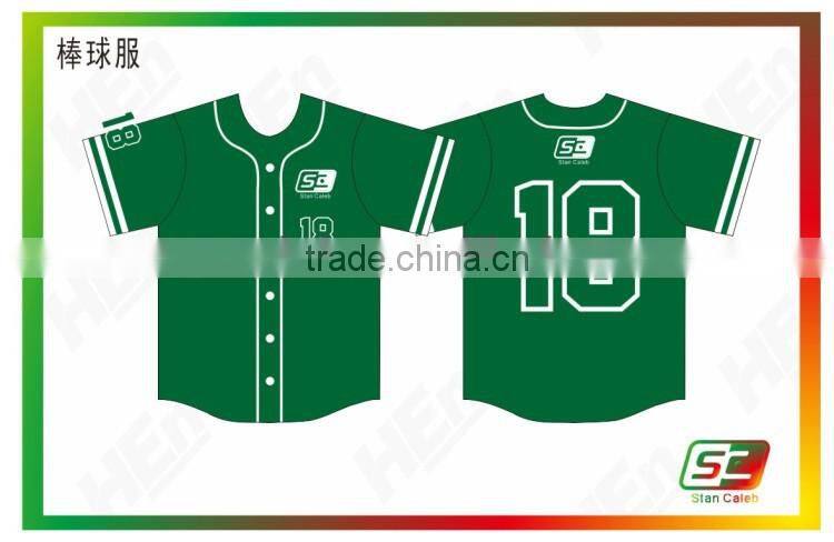 Sublimation Custom green Baseball Jersey with coolmax Baseball Wear For Team