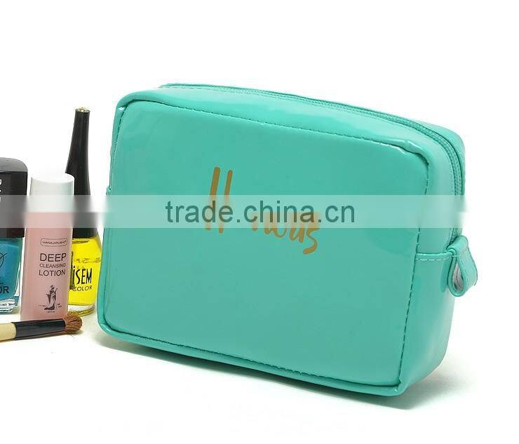 Mint green mirror leather toiletry bag,make up pouch,cosmetic bag