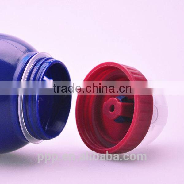 Plastic sports water bottle with nozzle