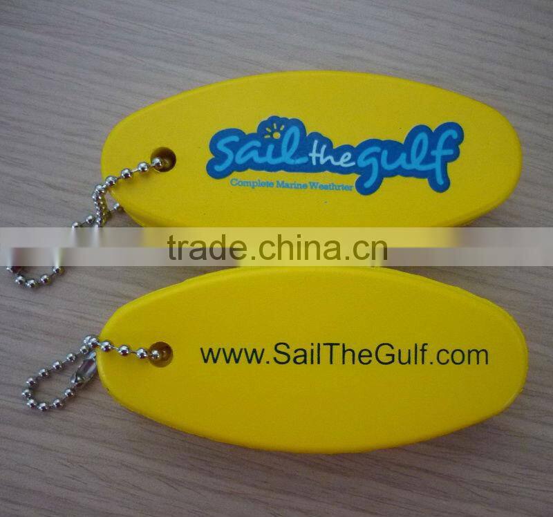 Custom made oval pu float key chain , floating sponge pu keychain