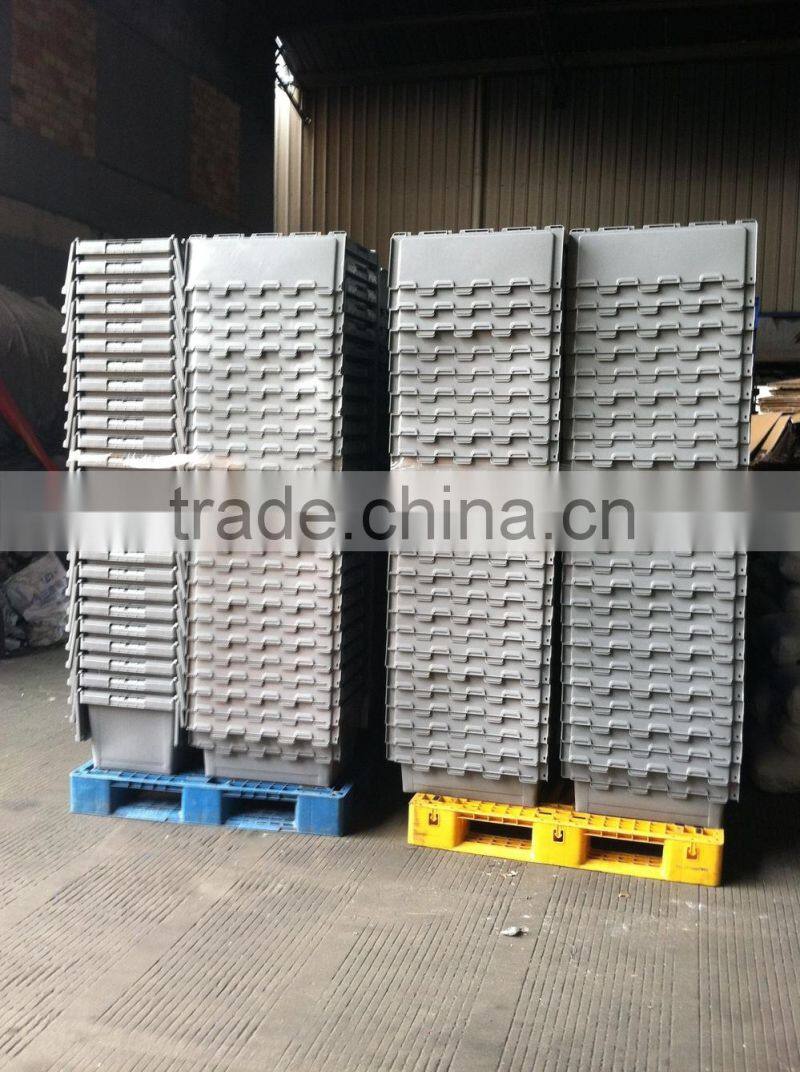 50Litre/54L Sale Plastic Boxes With Lid,Stackable Hinged Plastic Tote Boxes,Plastic Box With Hinged Lid