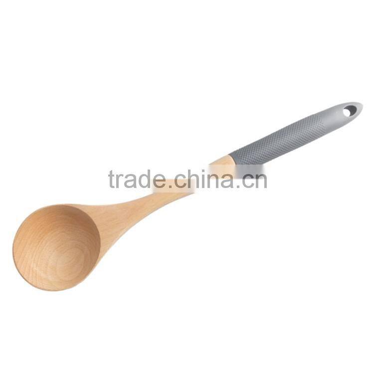 Food Grade Silicone Handle Kitchen Wood Tools Set Of 7