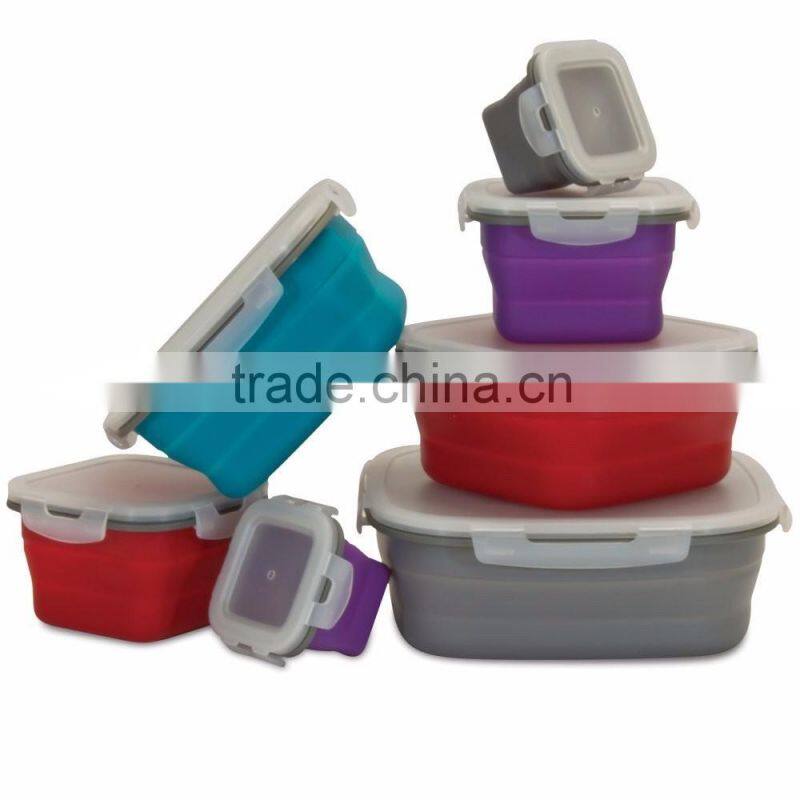 Square Shaped Silicone Lunch Box Food Container With Lid
