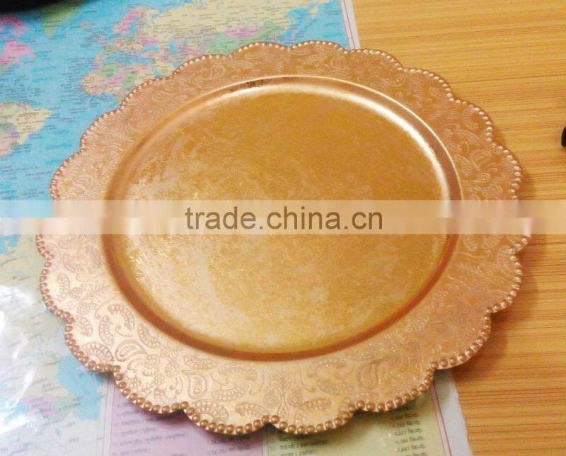 Designer charger plate with gold foil
