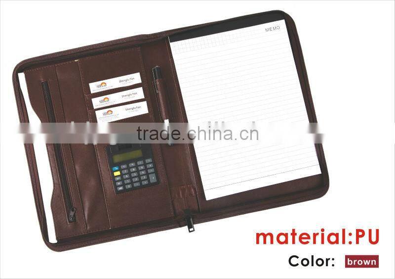 Good Quality 33*25cm with Calculator Black/Brown Color PVC Agenda/Note Book.