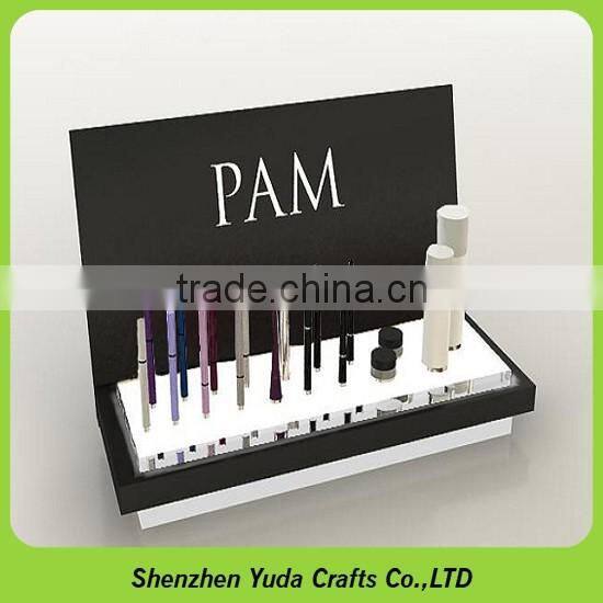 Wooden mdf holder stands acrylic lipstick stand mdf wood cosmetic display for beauty products