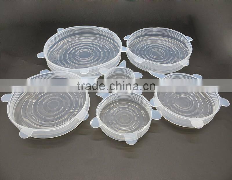 New Wholesale FDA food grade bpa free clear 6 sizes container replacement reusable as seen on tv silicone stretch lid