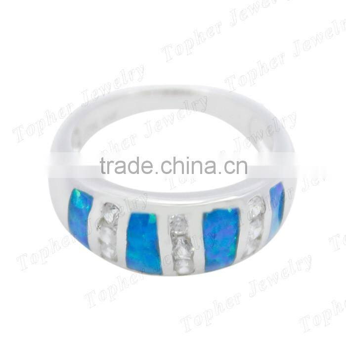 classic blue opal design ring simple design ring with cz