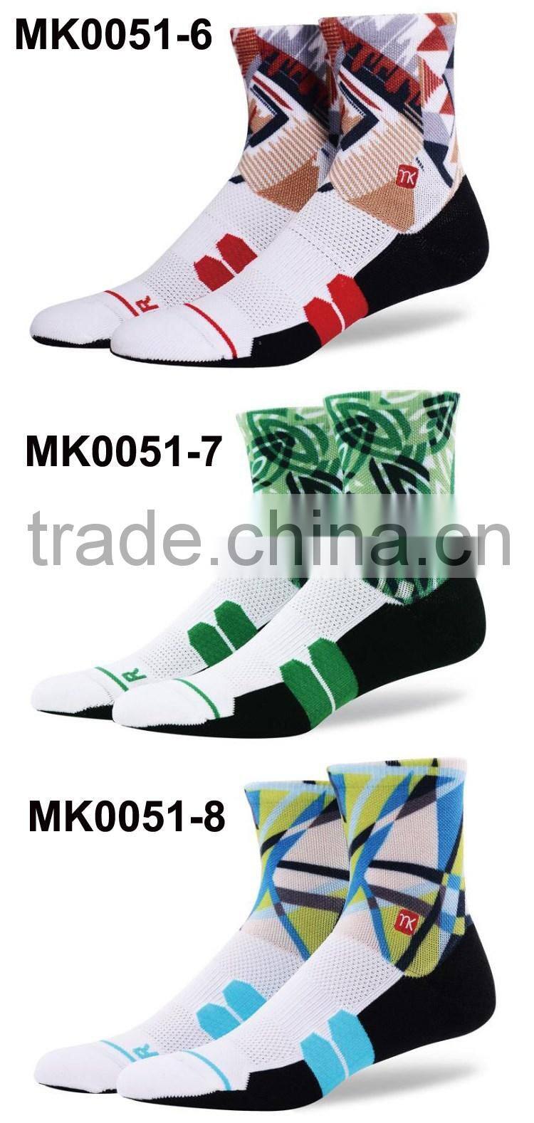 360 digital print sport man compression socks running coolmax