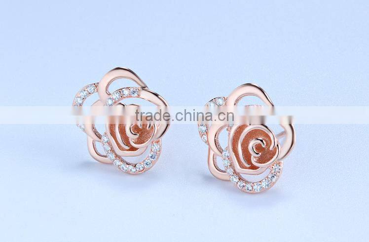 SCI152 rose flower sterling sliver earring 2016