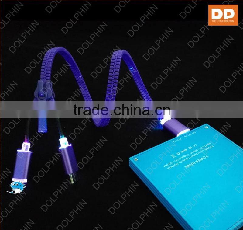 Colorful zipper flat cable oem brand logo custom usb data cable