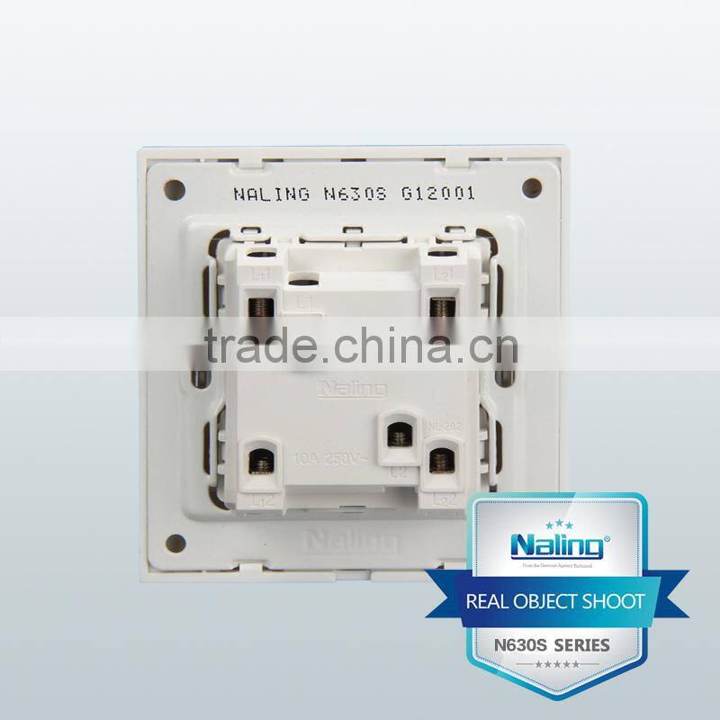 Wenzhou manufacturer pure white with silver ring 2 gang 2 way electric wall switch