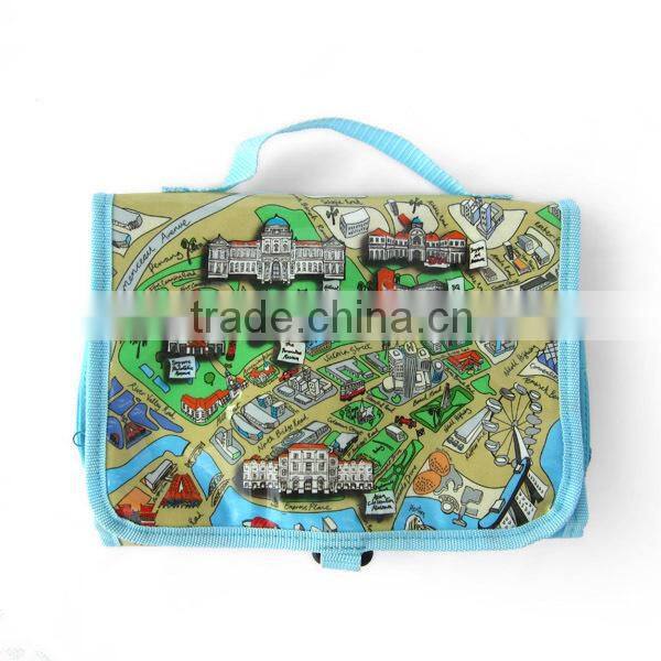 2015 cheap PVC full printing hanging foldable travel toiletry bag