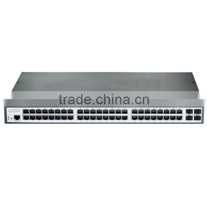 48 port giga fiber switch with max 4*10G uplink SFP+ ports L2 management