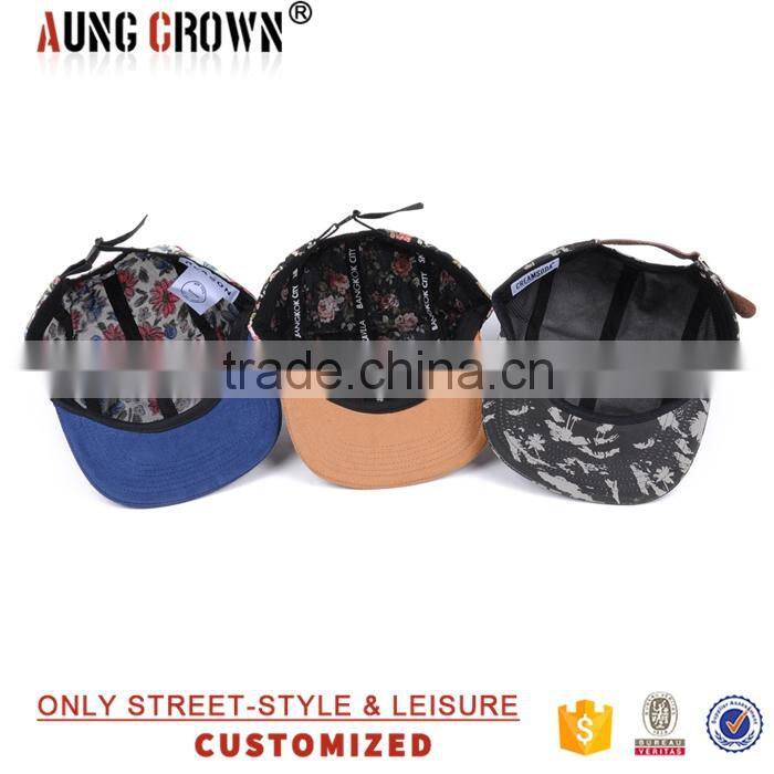 Flat Brim Custom Floral 5 Panel Hat Manufacture