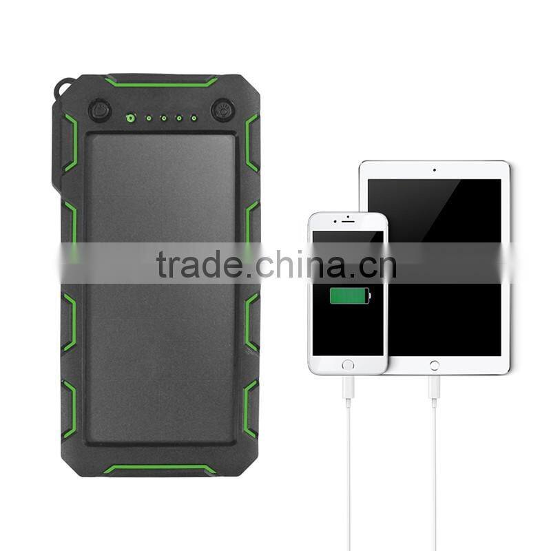 Real capacity 15000mah waterproof solar cell power bank portable charger for iphone xiaomi power bank