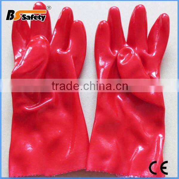 BSSAFETY oil resistant red pvc gloves from gaomi china
