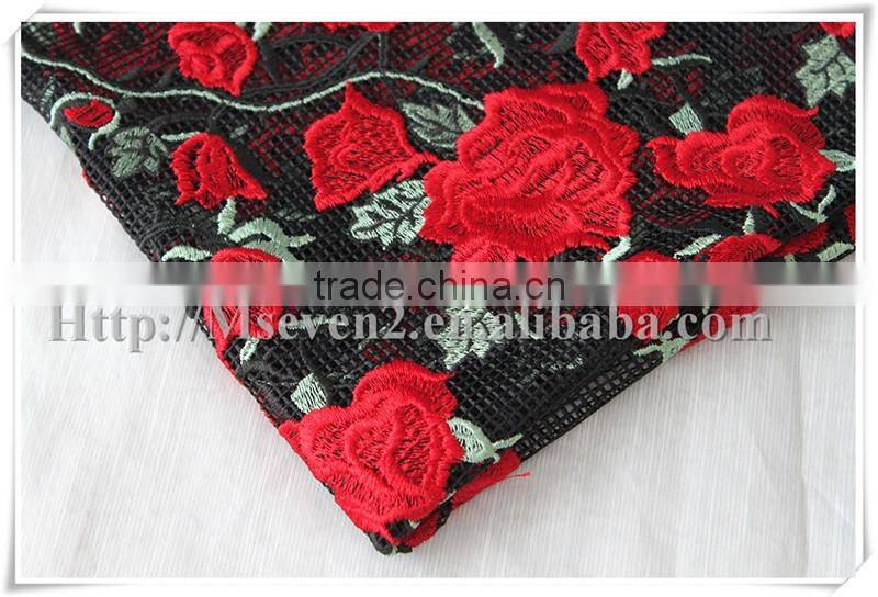 New arrival embroidered eyelash custom mesh embroidery lace fabric for dress