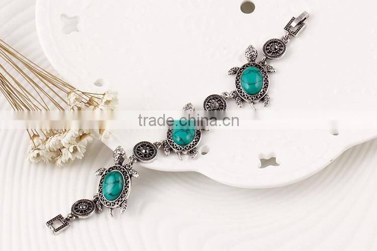 Animal bracelet necklace earring set alloy 4pcs turquoise tortoise jewelry sets