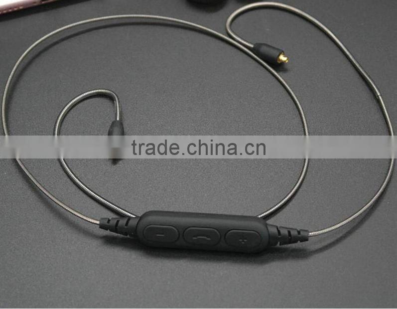 Pluggable Earphone Audio Cable Replacement Headphone Wire with Mic & Bluetooth Adapter for Shure SE215/315/535/846 UE900 XBA-H3