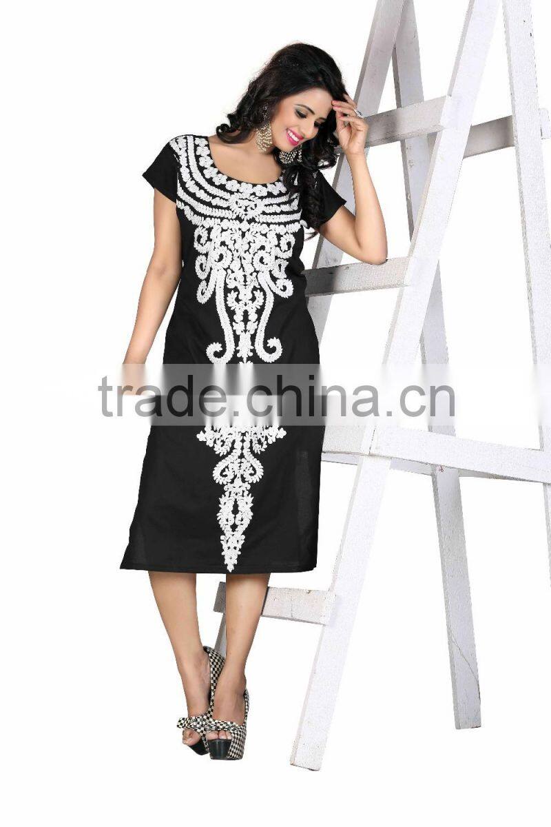 Chain Stitch Embroidery top of black color